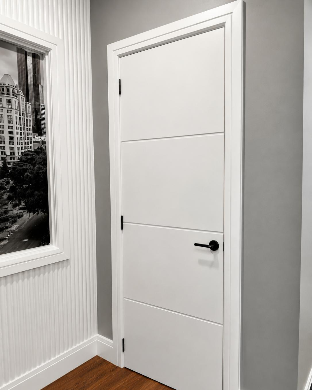 HRZ 003 - 3 Line Grooved MDF Door
